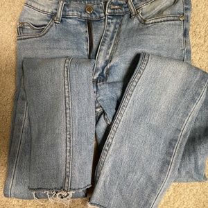 Cheap Monday light wash skinny jeans with fringes at bottom (size 26)